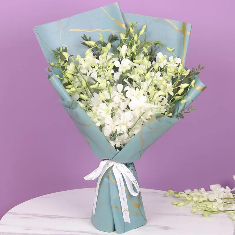 15 White Orchid Bouquet