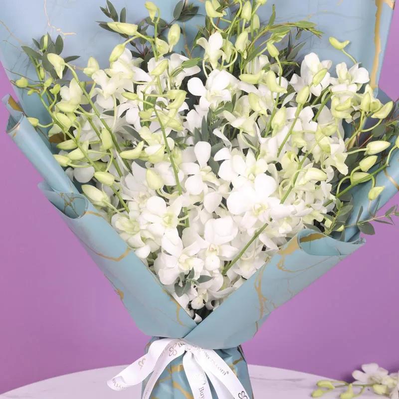 15 White Orchid Bouquet