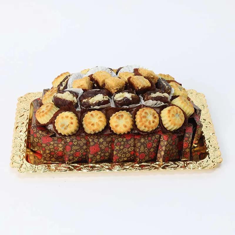 All 4 Dessert Golden Rectangle Tray Red
