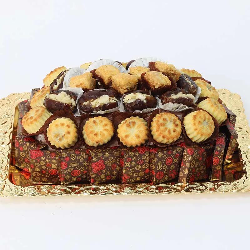All 4 Dessert Golden Rectangle Tray Red