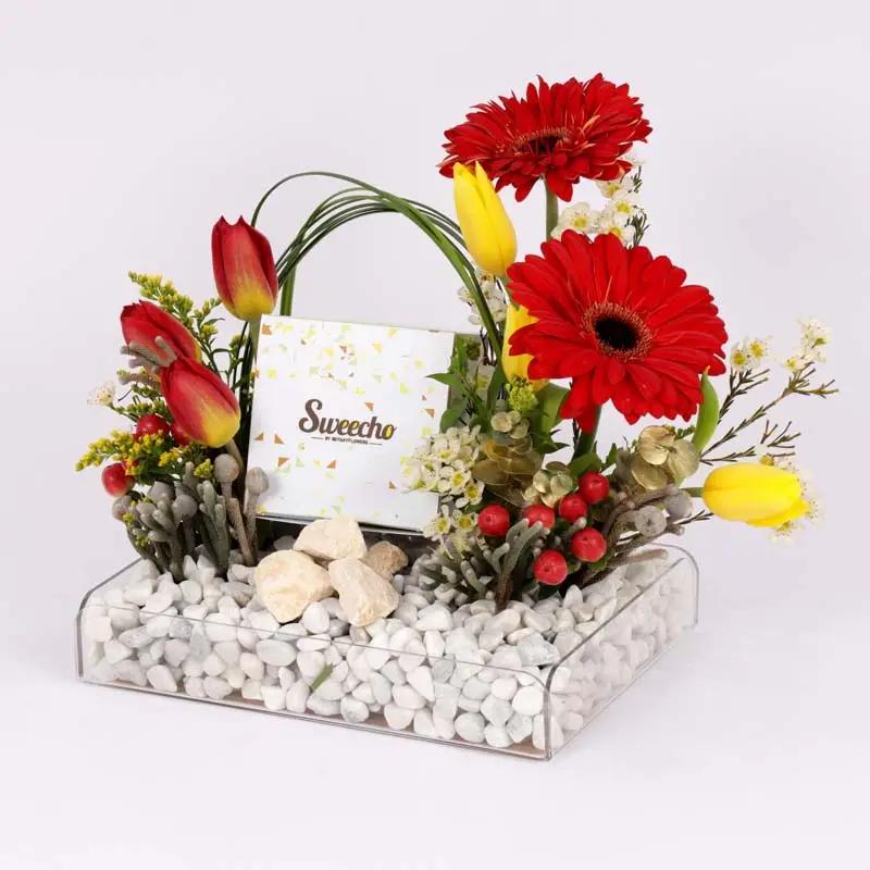 Basket Flowers and Chocolate Arrangement