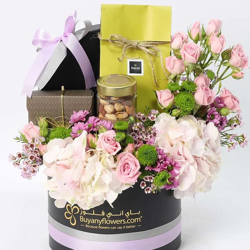 Bateel and Patchi Floral Hamper