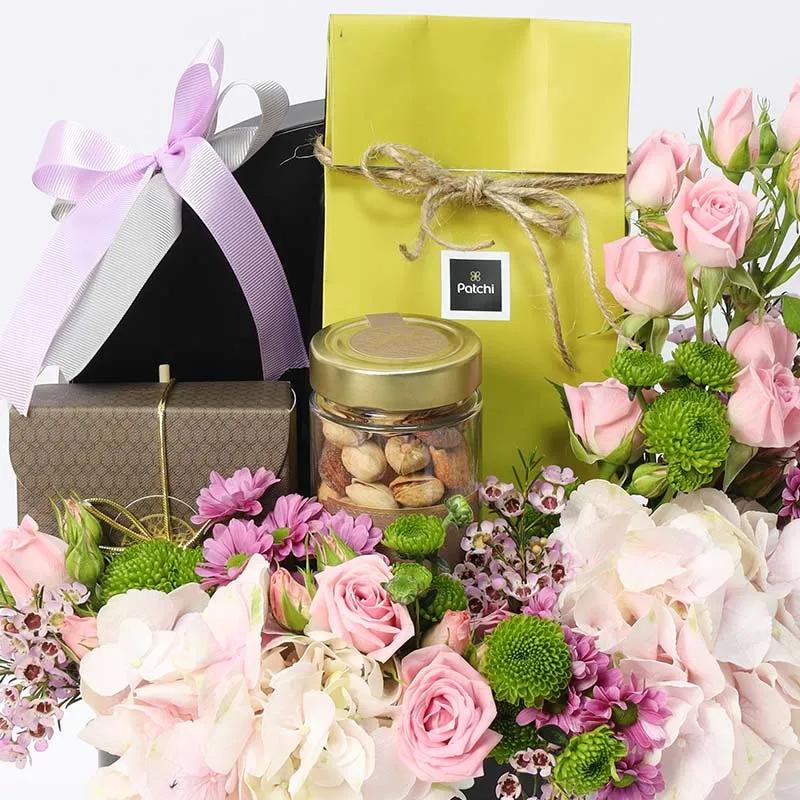 Bateel and Patchi Floral Hamper