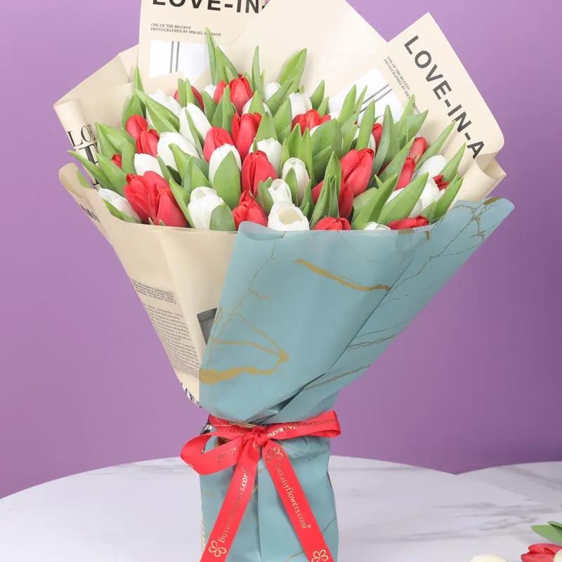 Beauty 51 Red and White Tulips Bouquet
