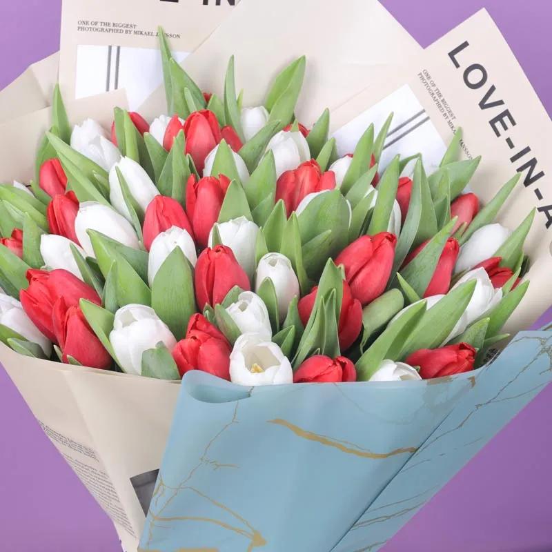 Beauty 51 Red and White Tulips Bouquet