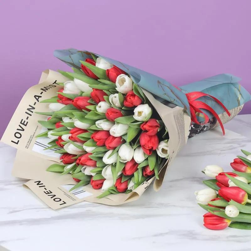 Beauty 51 Red and White Tulips Bouquet