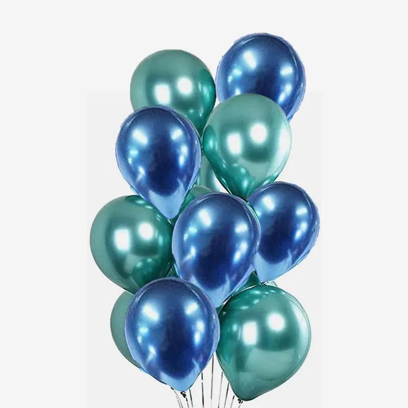Blue and Green Chrome Balloons 10 Pcs