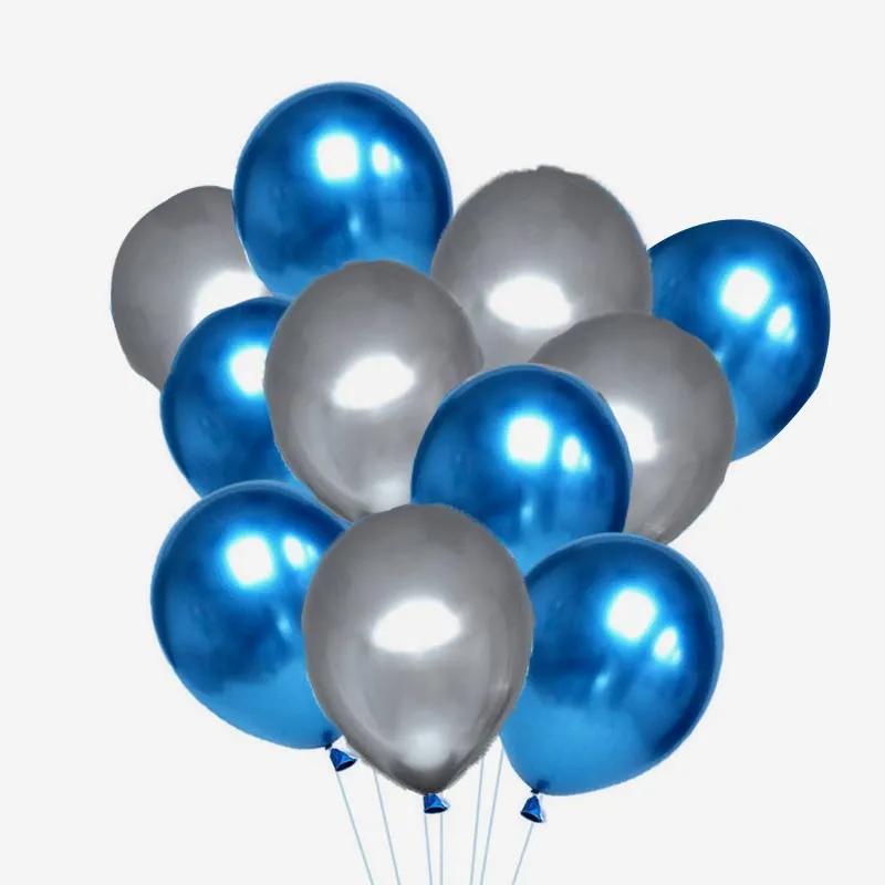 Blue and Silver Chrome Balloons 10 Pcs