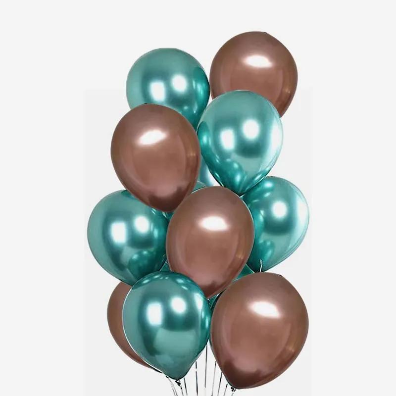 Brown and Green Chrome Balloons 10 Pcs