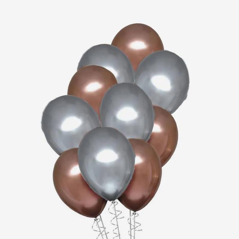 Brown and Silver Chrome Balloons 10 Pcs