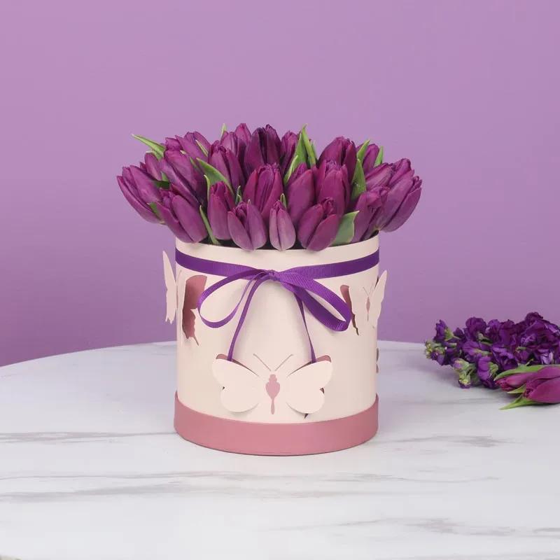 Butterfly 31 Purple Tulips Box