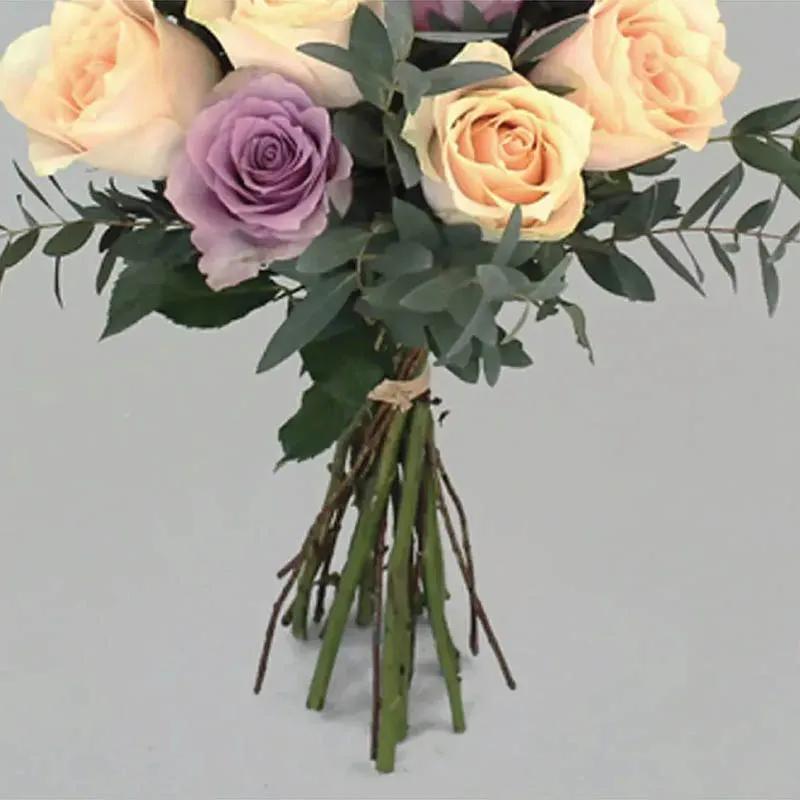 Charm of Peach and Purple Roses