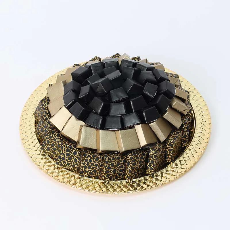 Chocolate Golden Round Tray Black