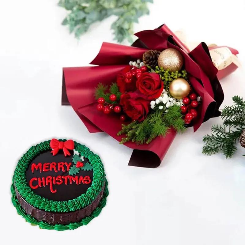 Christmas Cake and Flower Combo