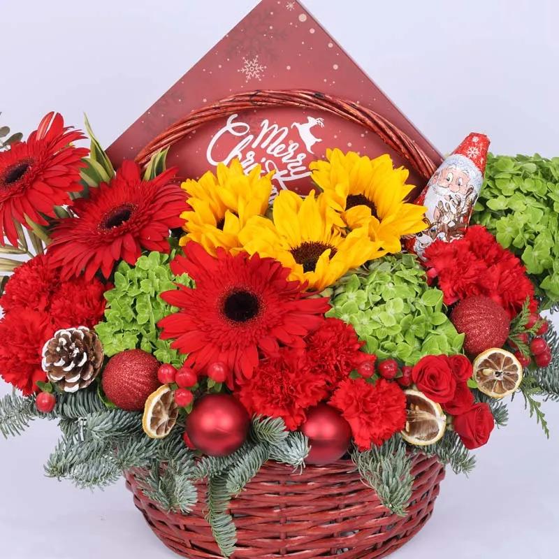Christmas Wishes Flower Basket
