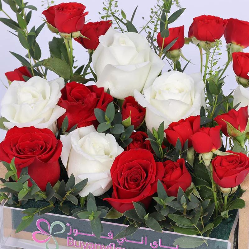 Couple Red and White Roses Arrangement