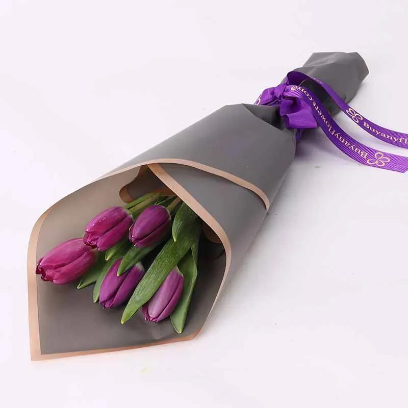 Dark Beauty 5 Purple Tulips