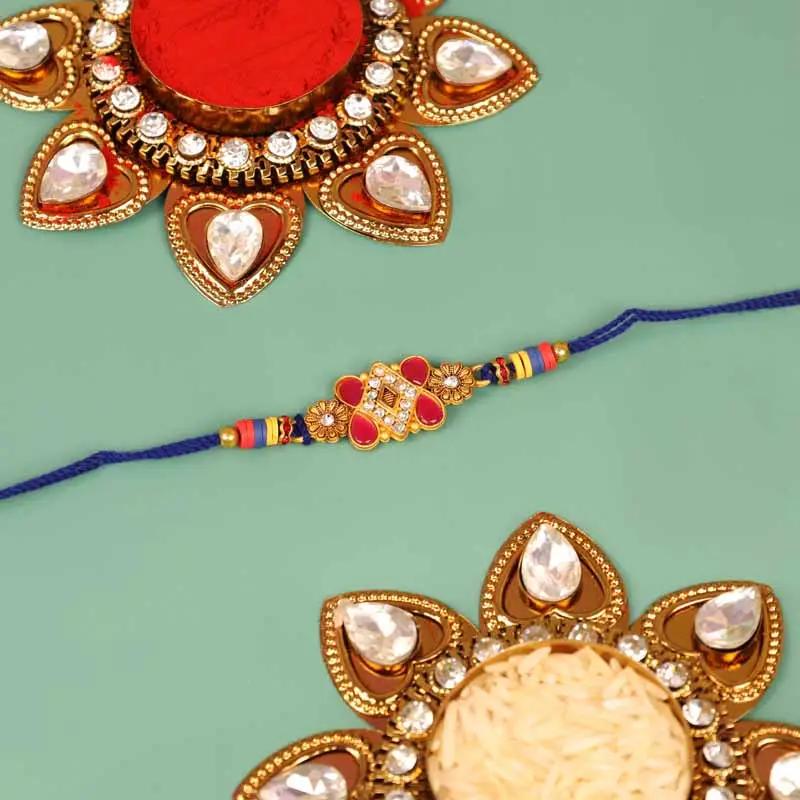 Designer Kundan Rakhi with Dry Fruits