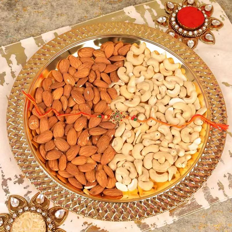 Designer Rakhi and Dry Fruit Thali