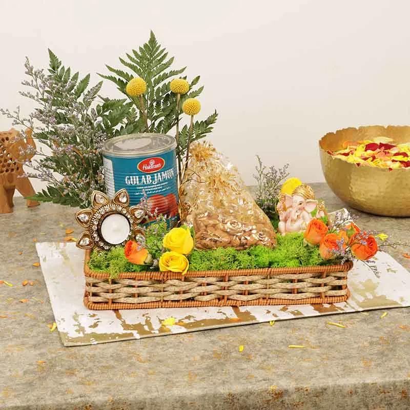 Divine Ganesha Floral Gift Basket