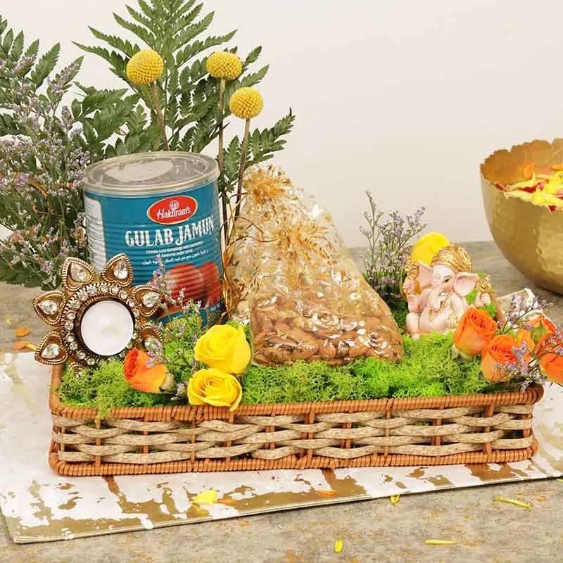 Divine Ganesha Floral Gift Basket