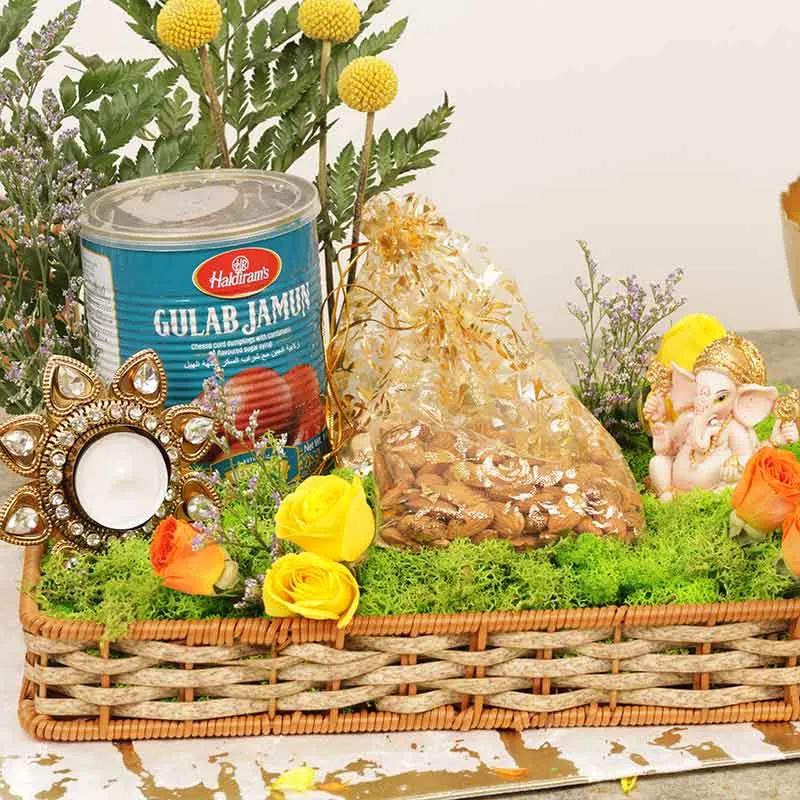Divine Ganesha Floral Gift Basket