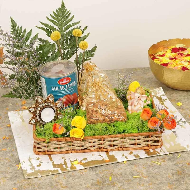 Divine Ganesha Floral Gift Basket
