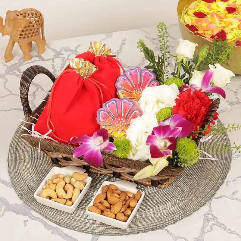 Diwali Nuts Floral Hamper