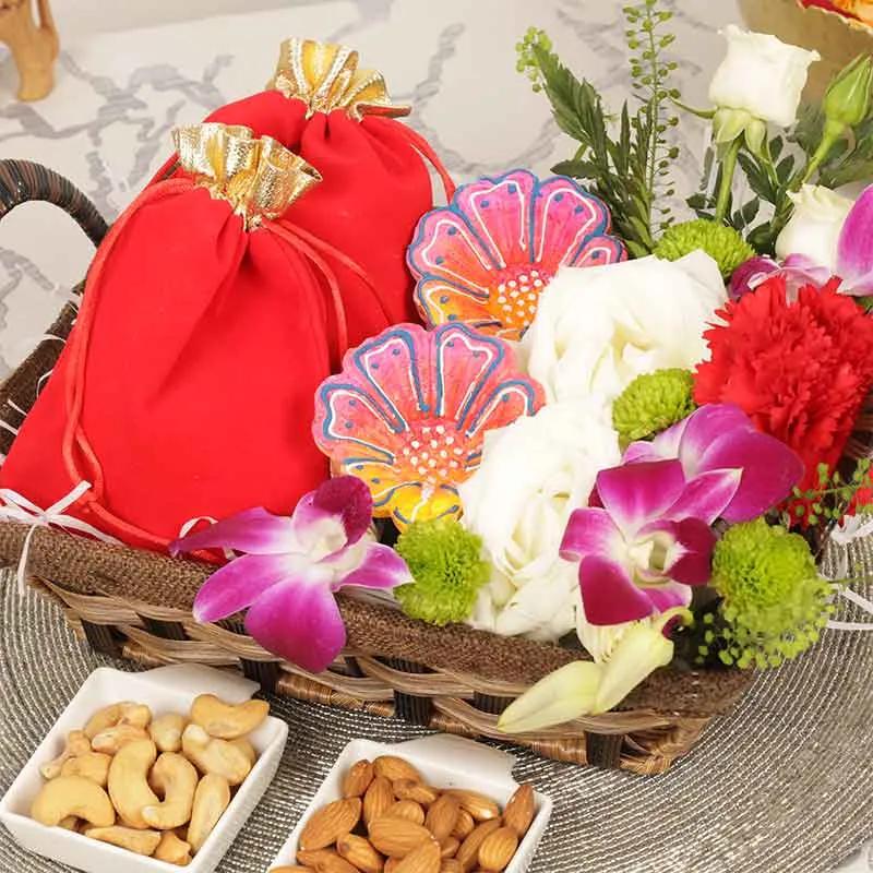 Diwali Nuts Floral Hamper