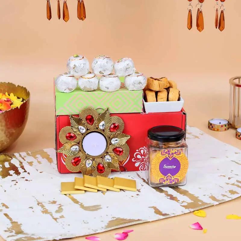 Diwali Sweets and Savoury Red Gift Box