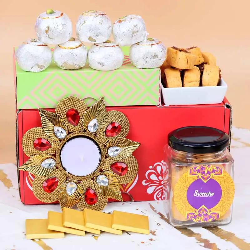 Diwali Sweets and Savoury Red Gift Box