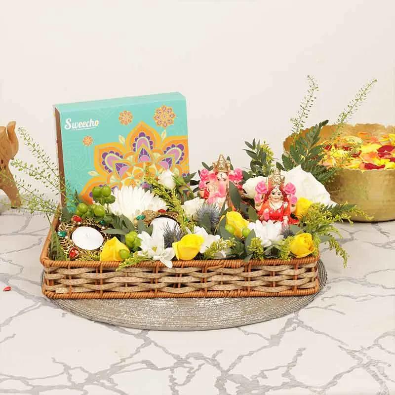 Diwali Wishes Floral Gift Basket