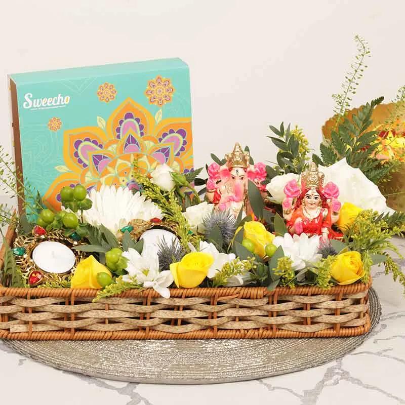 Diwali Wishes Floral Gift Basket
