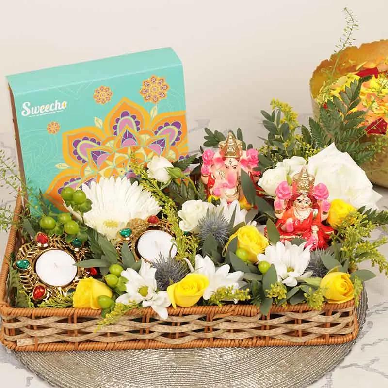 Diwali Wishes Floral Gift Basket