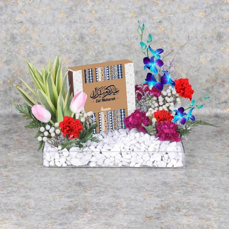 Eid Flower Chocolate Tray Blue
