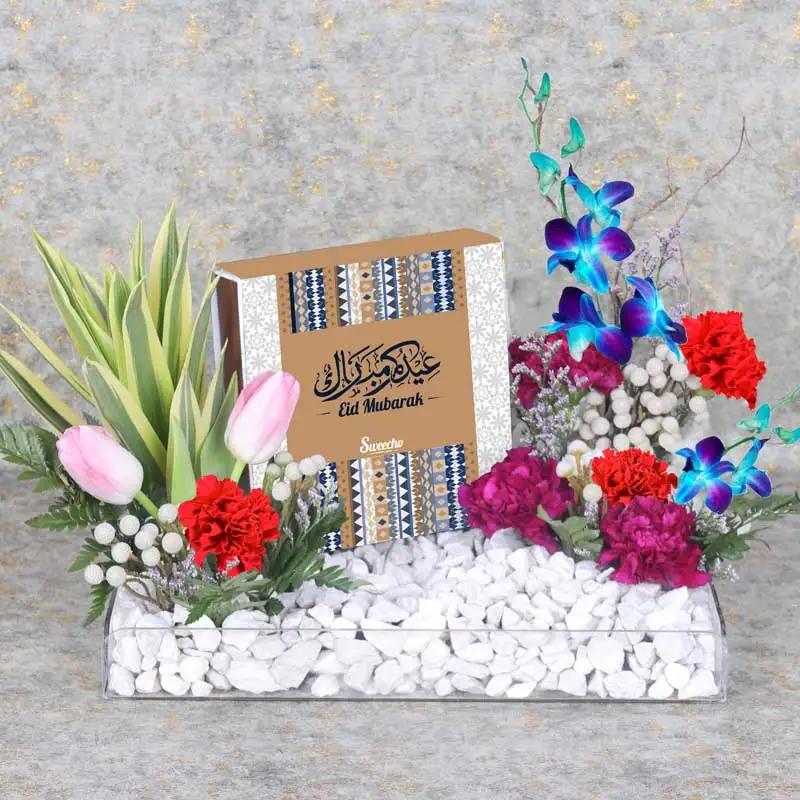Eid Flower Chocolate Tray Blue