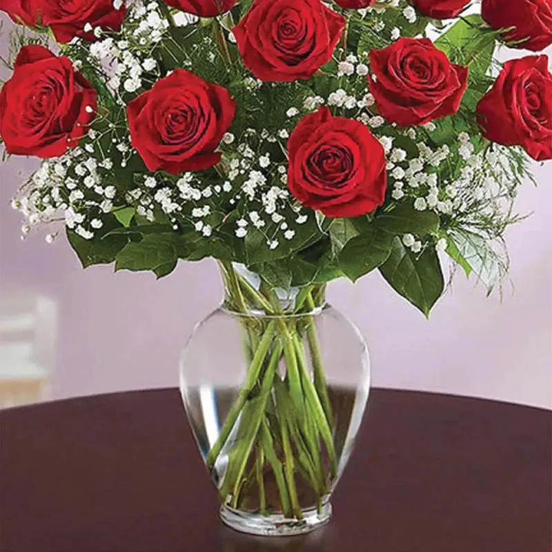 Elegant 20 Red Roses In Vase