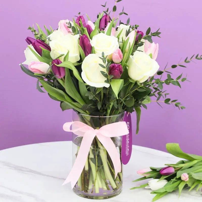 Elegant 35 Roses and Tulips Vase