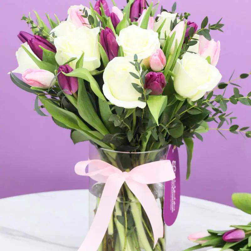 Elegant 35 Roses and Tulips Vase