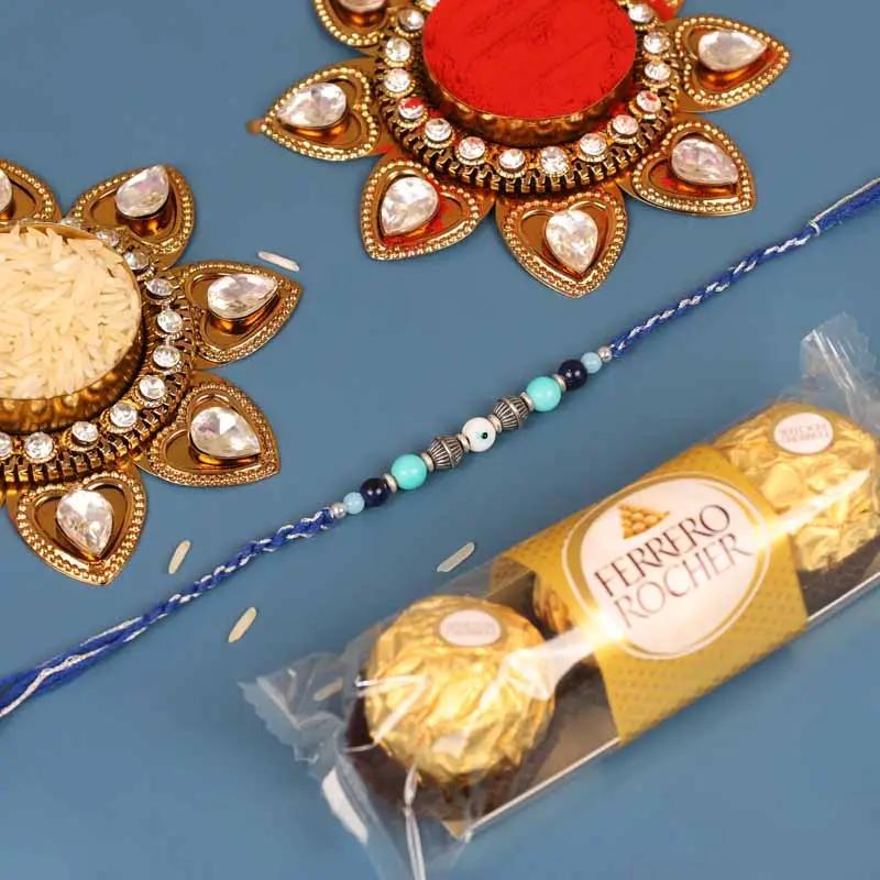 Evil Eye Rakhi and Ferrero Rocher 3 Pcs