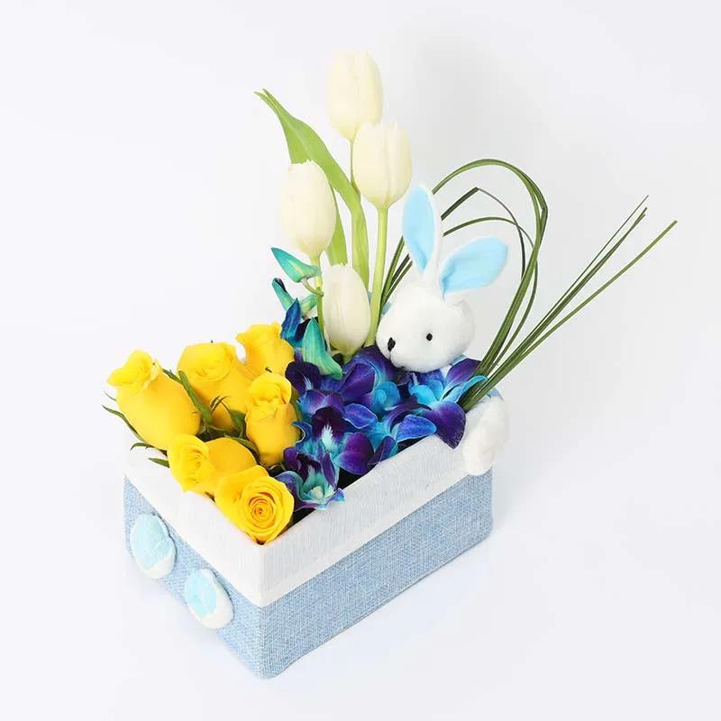 Floral Bunny Box Blue