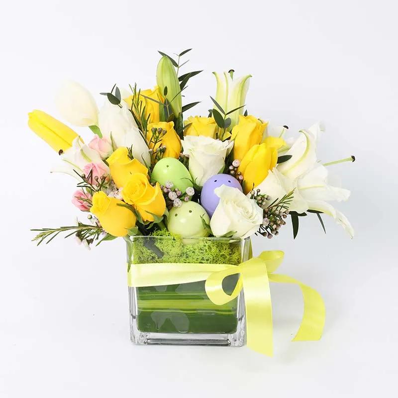 Floral Wishes By Easter Eggs