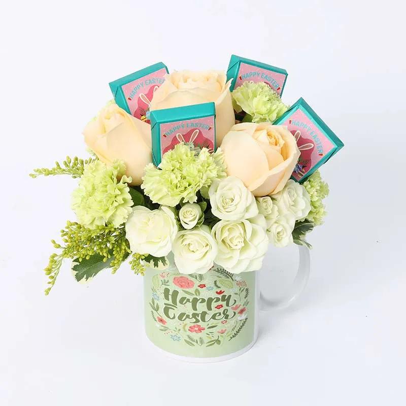 Flowers and Chocolates in Easter Mug