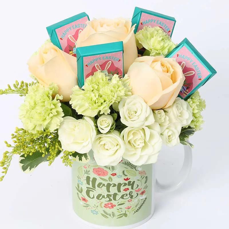 Flowers and Chocolates in Easter Mug