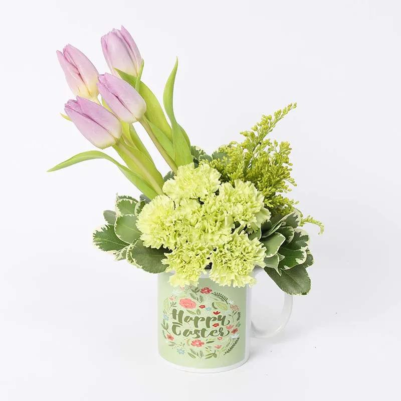 Flowers in Easter Mug Green
