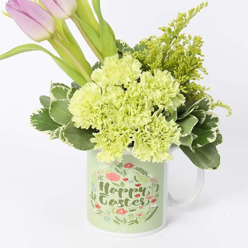Flowers in Easter Mug Green