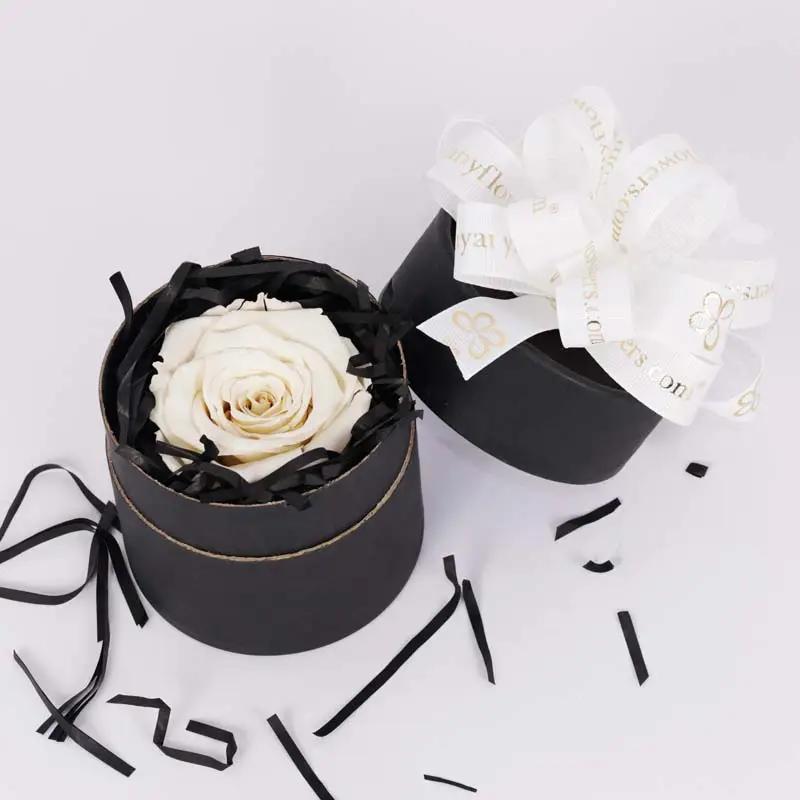 Forever White Roses in Black Box