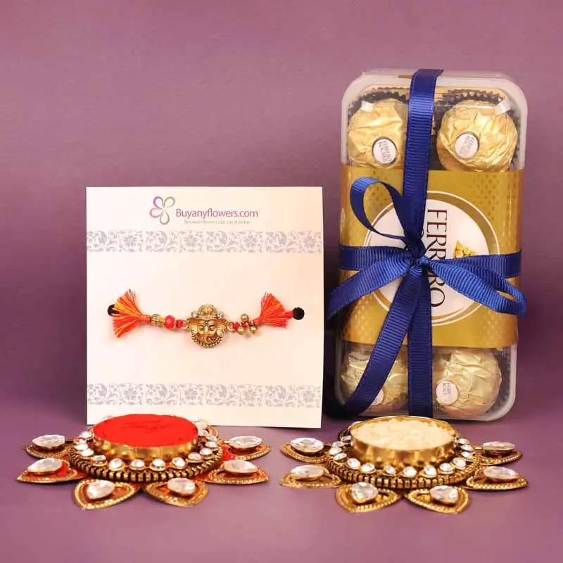 Ganesha Rakhi and Ferrero Rocher 16 Pcs