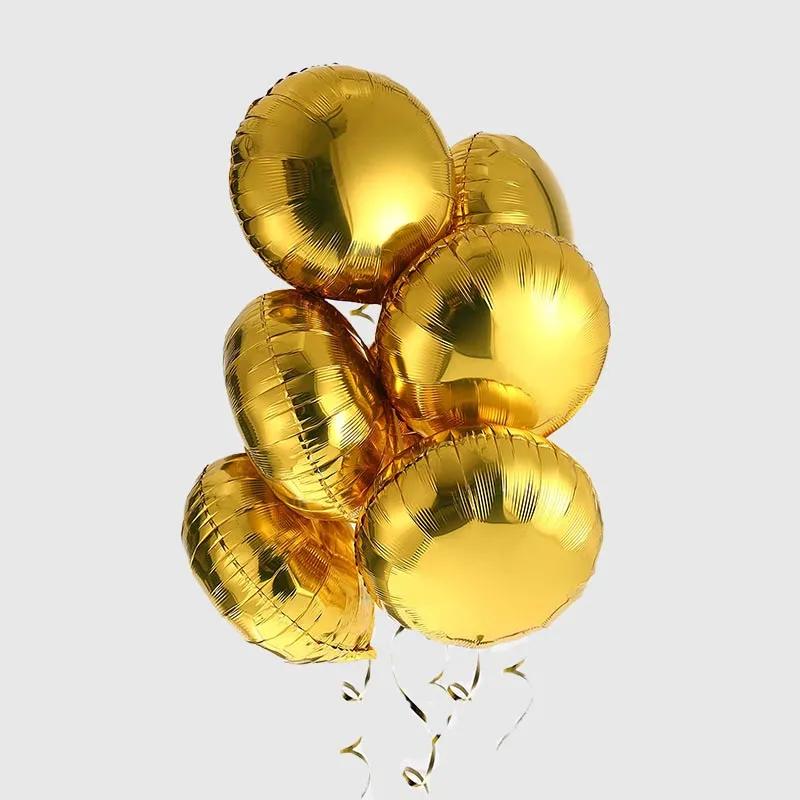 Golden Helium Foil Balloons 6 Pcs