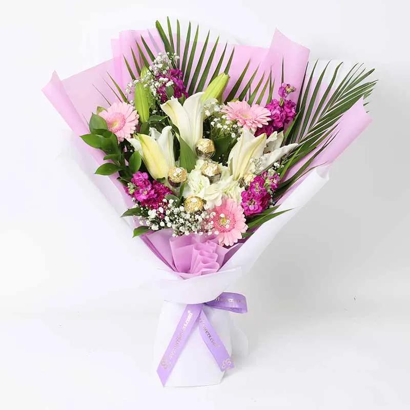 Greetings Flowers and Ferrero Bouquet